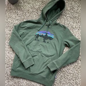 Patagonia Green Hoodie with Multicolor Graphic